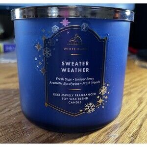 Bath & Body Works Sweater Weather Scented 3 Wick Soy Wax Blend Candle 25-45 Hrs